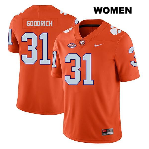 Women's Clemson Tigers #31 Mario Goodrich Stitched Orange Legend Authentic Nike NCAA College Football Jersey WTI3246RC
